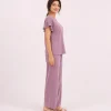 elrare mauve ruffle sleeve lounge side view