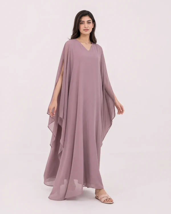 elrare mauve solid kaftan front view