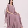 elrare mauve solid kaftan seated