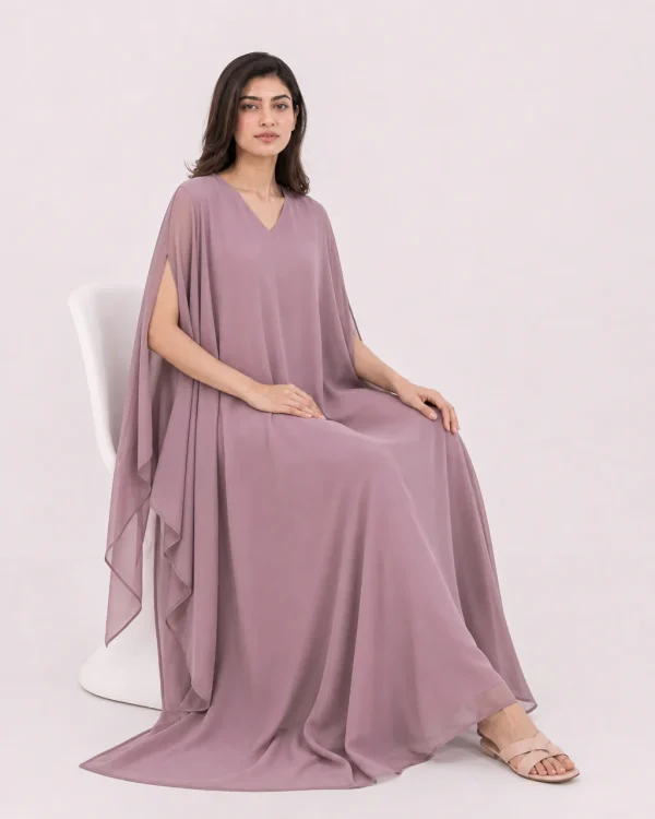 elrare mauve solid kaftan seated