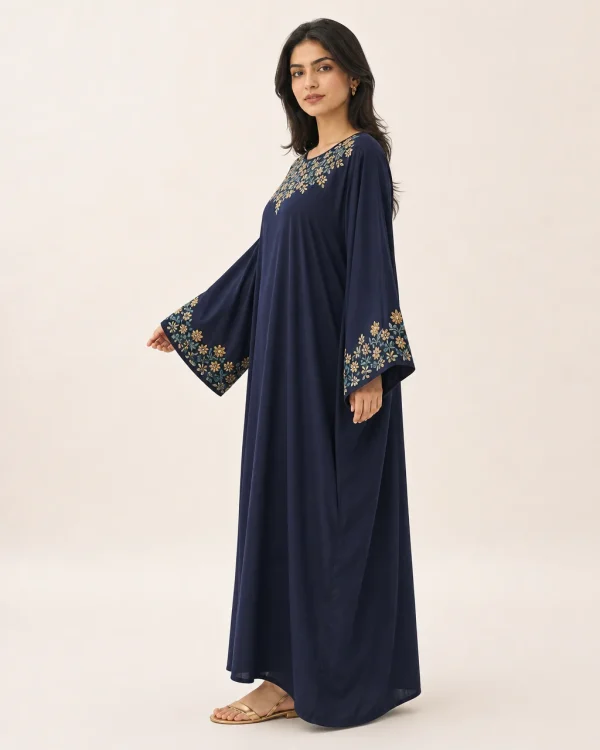 elrare midnight resham kaftan side view