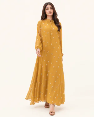elrare mustard floral maxi front view