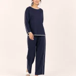 elrare navy contrast piping lounge front view