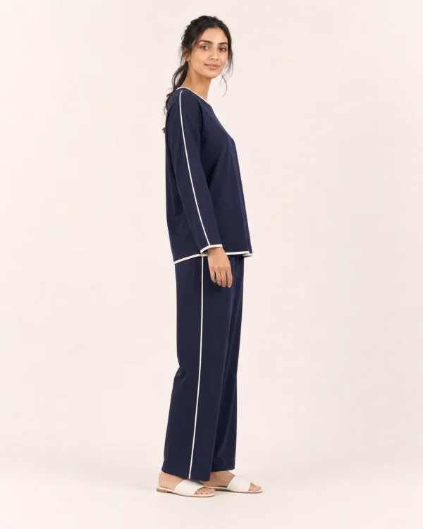 elrare navy contrast piping lounge side view