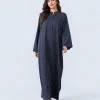 elrare navy ivory stripe kaftan front view