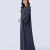 elrare navy ivory stripe kaftan side view