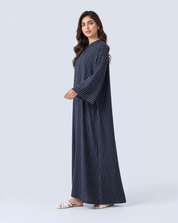 elrare navy ivory stripe kaftan side view