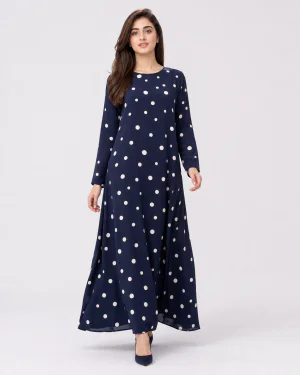elrare navy moon dot maxi front view