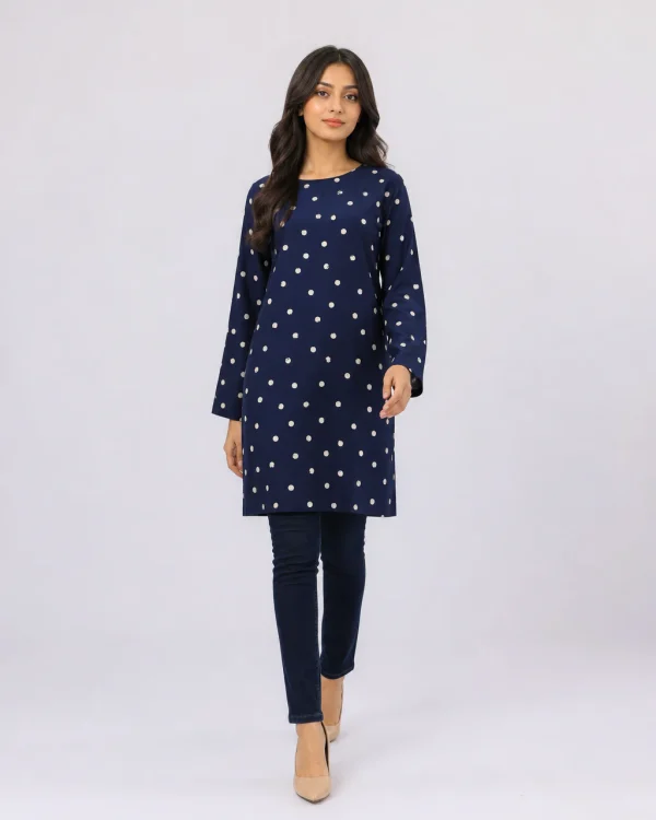 elrare navy moon dot tunic front view