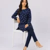 elrare navy moon dot tunic seated