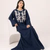 elrare navy schiffli kaftan seated