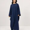 elrare navy solid kaftan front view