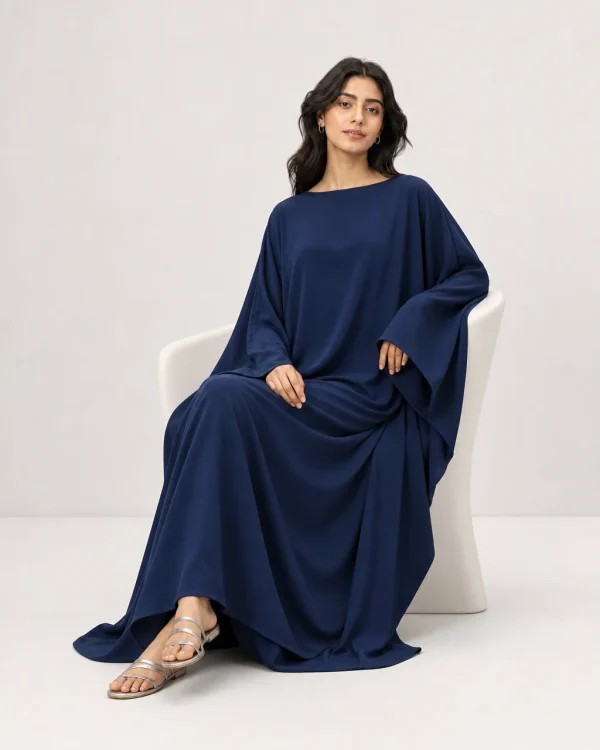 elrare navy solid kaftan seated