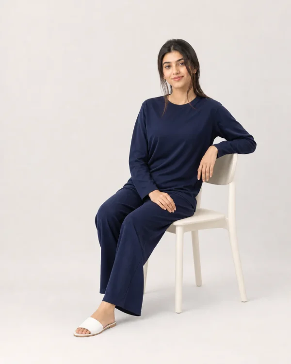 elrare navy solid lounge seated