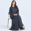 elrare navy tile kaftan seated