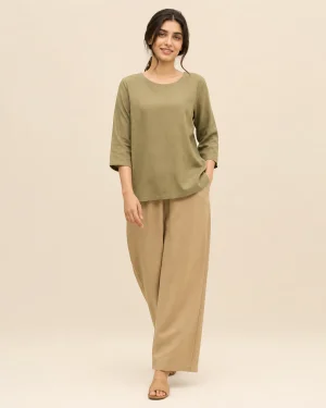 elrare olive camel contrast lounge front view