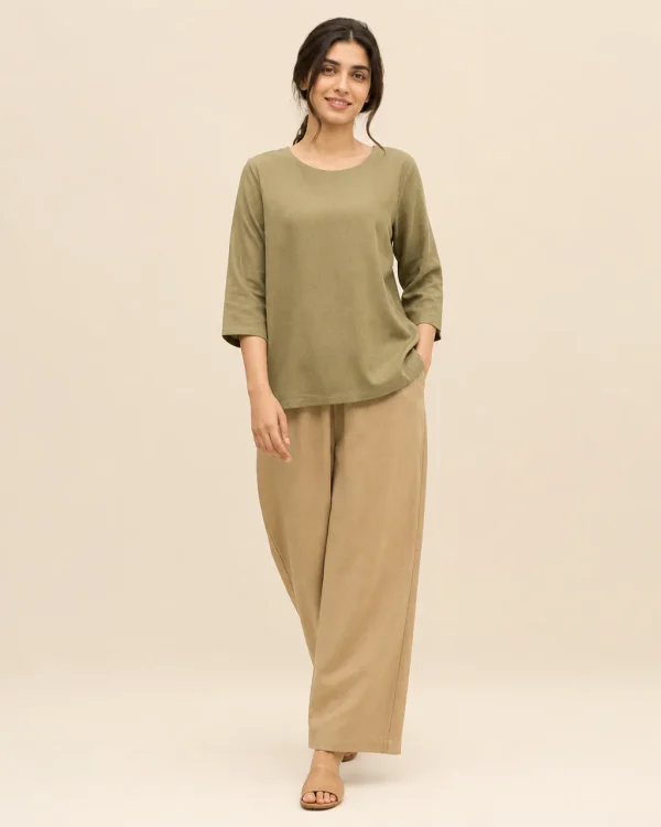elrare olive camel contrast lounge front view