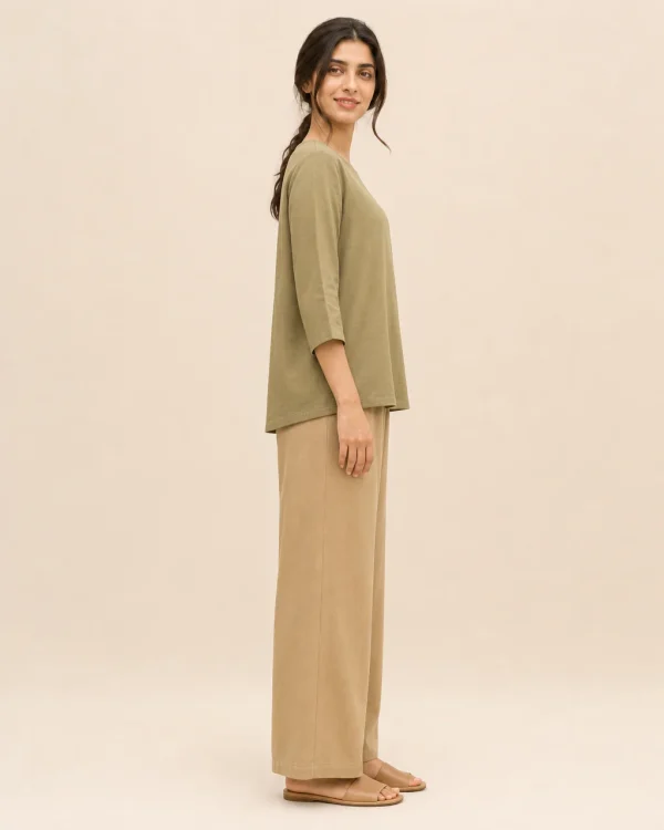 elrare olive camel contrast lounge side view