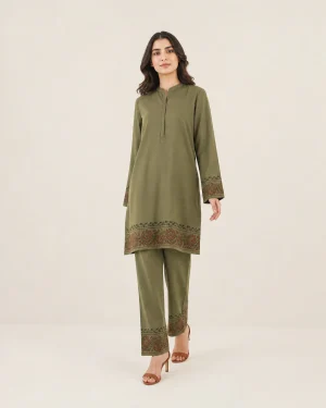 elrare olive kalamkari border coords front view