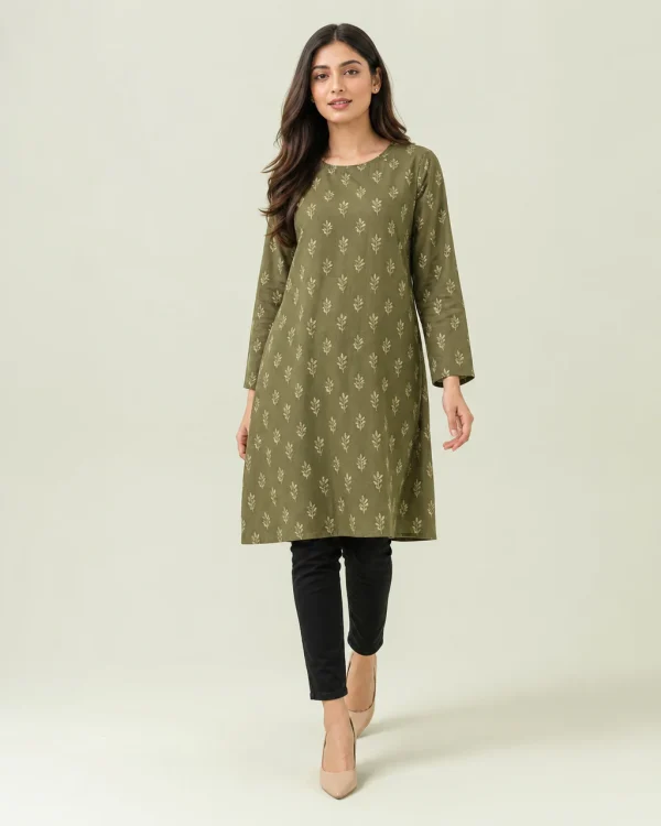 elrare olive leaf tunic front view