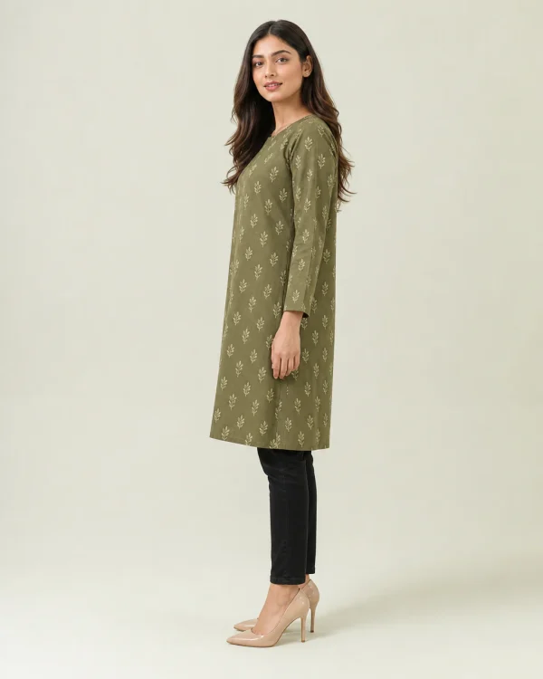 elrare olive leaf tunic side view