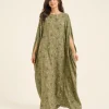 elrare olive meadow kaftan front view