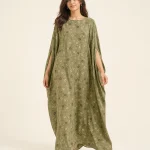 elrare olive meadow kaftan front view