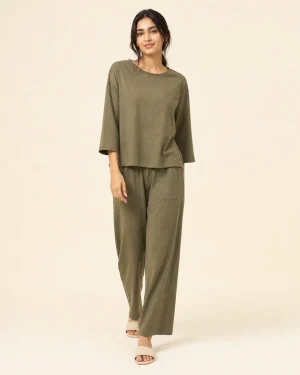 elrare olive patch pocket lounge front view