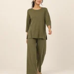 elrare olive side slit lounge front view