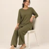 elrare olive side slit lounge seated