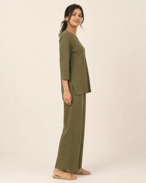 elrare olive side slit lounge side view