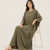 elrare olive solid kaftan seated