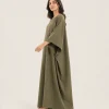 elrare olive solid kaftan side view