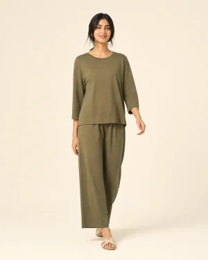 elrare olive solid lounge front view