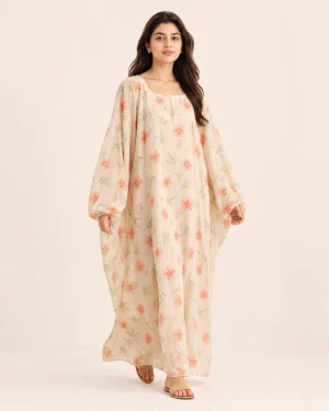 elrare peach blossom kaftan front view