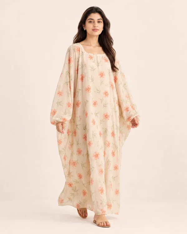 elrare peach blossom kaftan front view
