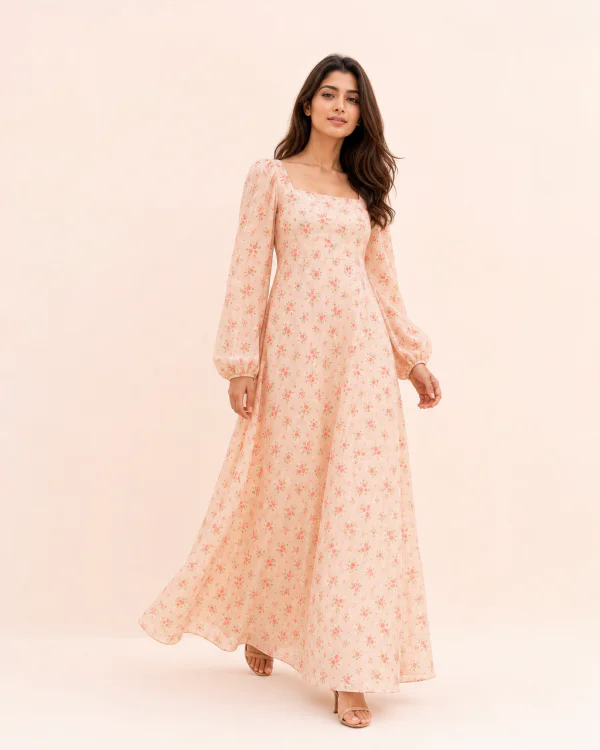 elrare peach blossom maxi front view