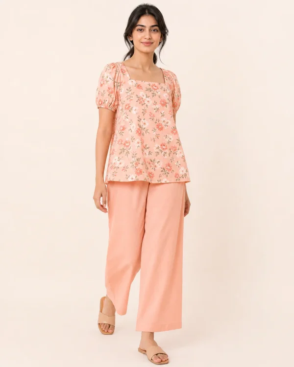 elrare peach garden floral lounge front view