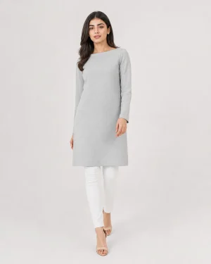 elrare pearl grey tunic front view