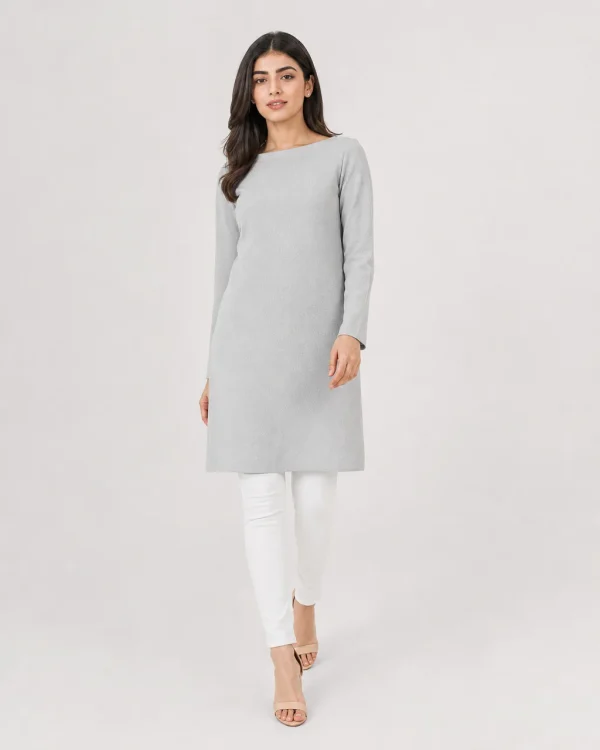 elrare pearl grey tunic front view