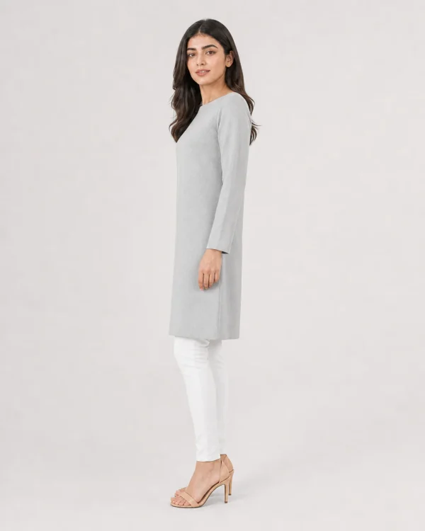 elrare pearl grey tunic side view