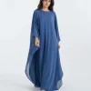 elrare persian blue solid kaftan front view