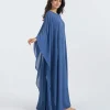 elrare persian blue solid kaftan side view
