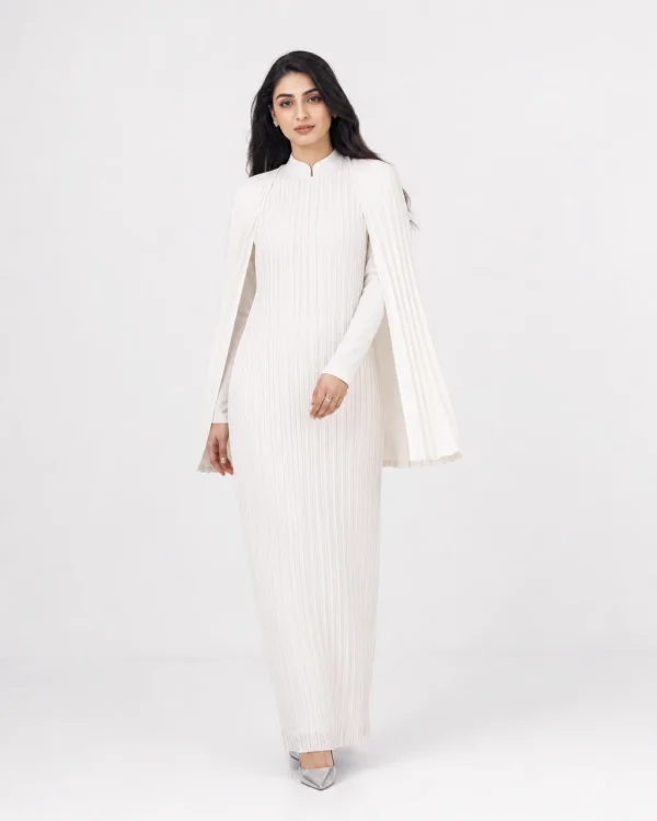 elrare platinum pleat cape exclusive front view