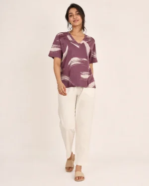 elrare plum abstract brush lounge front view