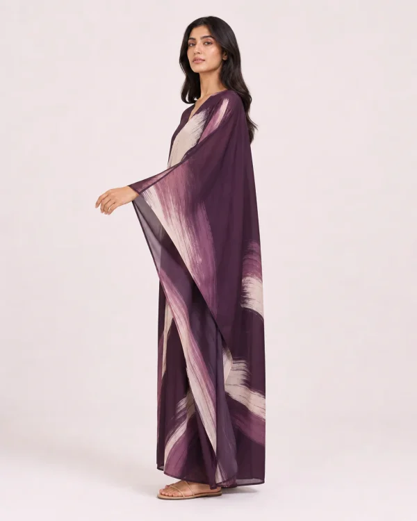 elrare plum abstract kaftan side view