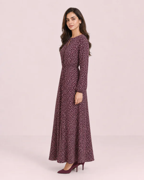 elrare plum ditsy maxi side view