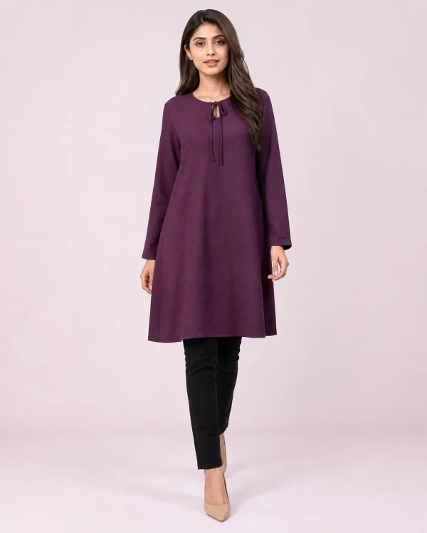 elrare plum keyhole tunic front view