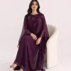 elrare plum organza kaftan seated