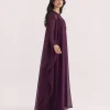 elrare plum organza kaftan side view